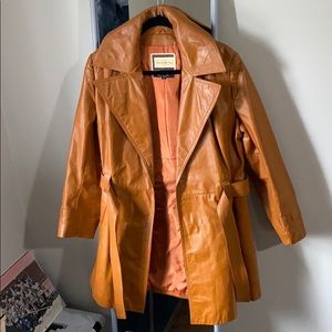 Leather burnt orange size 18 coat